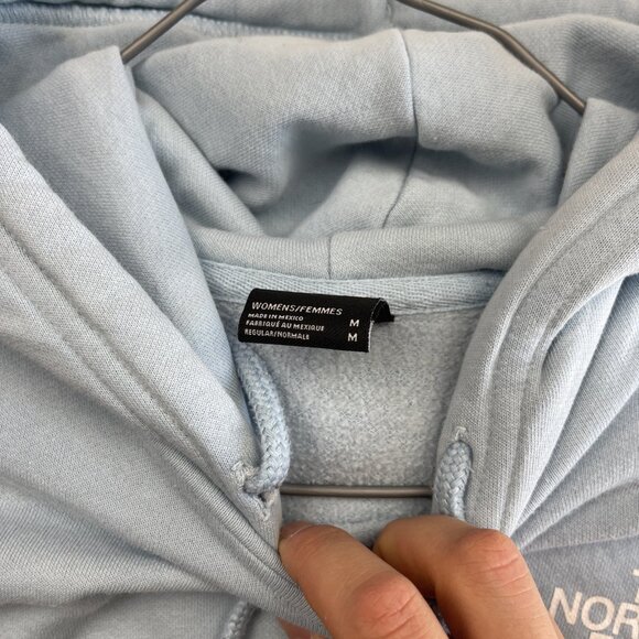 The North Face Pullover Hoodie Baby Blue Box Logo Wom Sz M Outdoor Hike Read - Picture 14 of 15